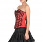 Red Satin Handmade Sequins Gothic Burlesque Top Tutu Skirt Overbust Corset Dress