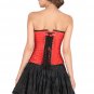Red Satin Handmade Sequins Gothic Burlesque Top Tutu Skirt Overbust Corset Dress