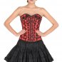 Red Satin Handmade Sequins Gothic Burlesque Top Tutu Skirt Overbust Corset Dress