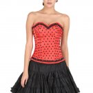 Red Satin Handmade Sequins Goth BurlesqueTop Tutu Skirt Overbust Corset Dress