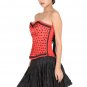 Red Satin Handmade Sequins Goth BurlesqueTop Tutu Skirt Overbust Corset Dress
