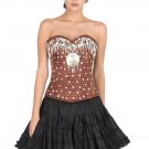 Brown Satin Sequins Handwork Goth Burlesque Top Tutu Skirt Overbust Corset Dress