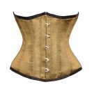 Olive Green Satin Goth Burlesque Bustier Waist Training Underbust Corset Costume