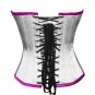 White & Pink Satin Gothic Burlesque Waist Training Bustier Overbust Corset