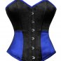 Black & Blue Satin Gothic Burlesque Waist Training Bustier Overbust Corset