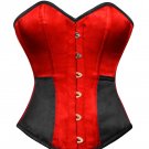 Black & Red Satin Gothic Burlesque Waist Training Bustier Overbust Corset