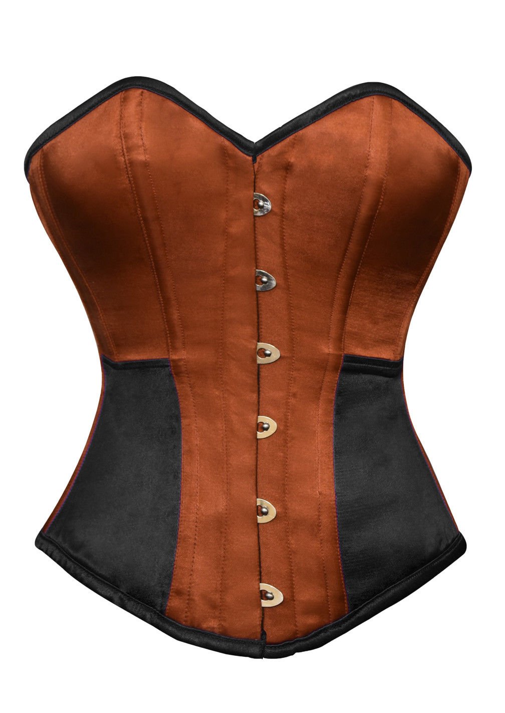 Black & Brown Satin Gothic Burlesque Waist Training Bustier Overbust Corset