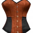 Black & Brown Satin Gothic Burlesque Waist Training Bustier Overbust Corset