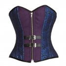 Blue Black Brocade Purple Cotton Halloween Burlesque Costume Overbust Corset