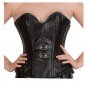 Black Rice Leather Side Zipper Halloween Steampunk  Overbust Corset Costume