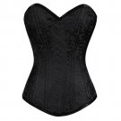 Black Brocade Spiral Steel Boned Halloween Costume Burlesque LONG Overbust Top