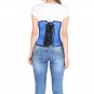 Blue Satin Corset Tissue Flocking Goth Halloween Costume LONG Underbust Corset