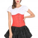 Red Satin Spiral Steel Boned Goth Halloween Costume Burlesque Underbust Corset