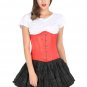 Red Satin Spiral Steel Boned Goth Halloween Costume Burlesque Underbust Corset