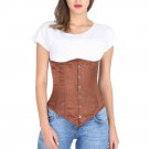 Brown Satin Goth Halloween Costume Burlesque LONG Underbust Corset Top