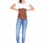 Brown Satin Goth Halloween Costume Burlesque LONG Underbust Corset Top