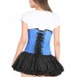 Blue Satin Spiral Steel Boned White Lace Goth Halloween Costume Underbust Corset