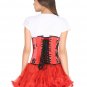 Red Satin Corset Tissue Flocking Goth Halloween Costume Burlesque Underbust Top
