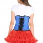 Blue and Red Satin White Net Goth Halloween Costume Burlesque Underbust Corset