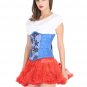 Blue Satin Corset Goth Halloween Costume Burlesque Waist Trainer Underbust Top