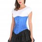 Blue Satin Corset Goth Halloween Costume Burlesque LONGLINE Underbust Corset Top