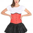Red Satin Corset Goth Halloween Costume Burlesque Waist Trainer Underbust Corset
