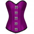 Purple Satin Seal Lock Halloween Costume Steampunk Bustier LONG Overbust Corset