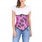 Purple Satin Corset Tissue Flocking Goth Halloween Costume LONG Underbust Corset