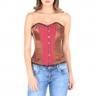 Brown Satin Red Lining Cotton Goth Halloween Costume Overbust Corset Top
