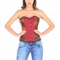 Brown Satin Red Lining Cotton Goth Halloween Costume Overbust Corset Top