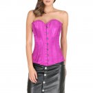 Purple Satin Spiral Steel Boned Goth Halloween Costume LONGLINE Overbust Corset