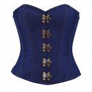 Plain Blue Denim Goth Halloween Costume Steampunk Bustier Overbust Corset Top