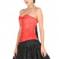 Red Satin Goth Halloween Costume Burlesque Waist Training Overbust Corset Top