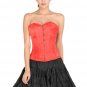 Red Satin Goth Halloween Costume Burlesque Waist Training Overbust Corset Top