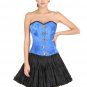 Blue Satin Front Seal Lock Goth Halloween Costume Steampunk Overbust Corset