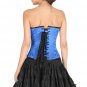 Blue Satin Front Seal Lock Goth Halloween Costume Steampunk Overbust Corset