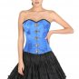 Blue Satin Front Seal Lock Goth Halloween Costume Steampunk Overbust Corset