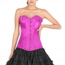 Purple Satin Goth Halloween Costume Burlesque Bustier LONG Overbust Corset Top