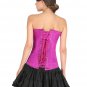 Purple Satin Goth Halloween Costume Burlesque Bustier LONG Overbust Corset Top