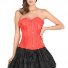 Red Satin Double Bone Goth Halloween Costume Burlesque Bustier Overbust Corset