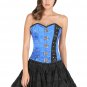 Blue & Black Satin Silver Seal Locks Goth Halloween Costume Overbust Top
