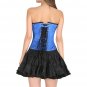 Blue & Black Satin Silver Seal Locks Goth Halloween Costume Overbust Top