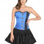 Blue & Black Satin Silver Seal Locks Goth Halloween Costume Overbust Top