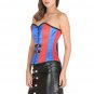 Red and Blue Satin Goth Halloween Costume Burlesque Bustier Overbust Corset