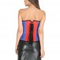 Red and Blue Satin Goth Halloween Costume Burlesque Bustier Overbust Corset