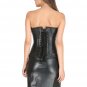 Black Leather Zipper Corset Goth Halloween Costume Steampunk Overbust Corset Top