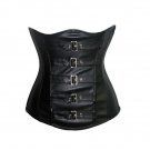 Black Faux Leather Belts Design Halloween Costume Steampunk Underbust Corset Top