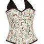 Newspaper Cotton Printed Halter Neck Goth Bustier Overbust Halloween Corset Top
