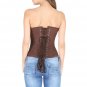 Brown Brocade Wood Beads Work Goth Halloween Costume Overbust Corset Top