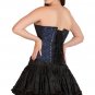 Blue Black Brocade Halloween Burlesque Costume Waist Shaper Overbust Corset